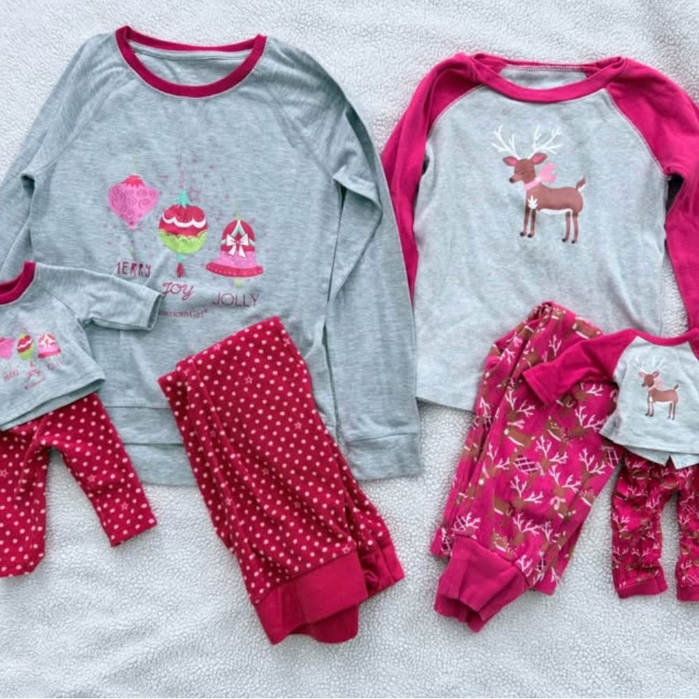 American Girl Gray and Red Kids Pajama Sets